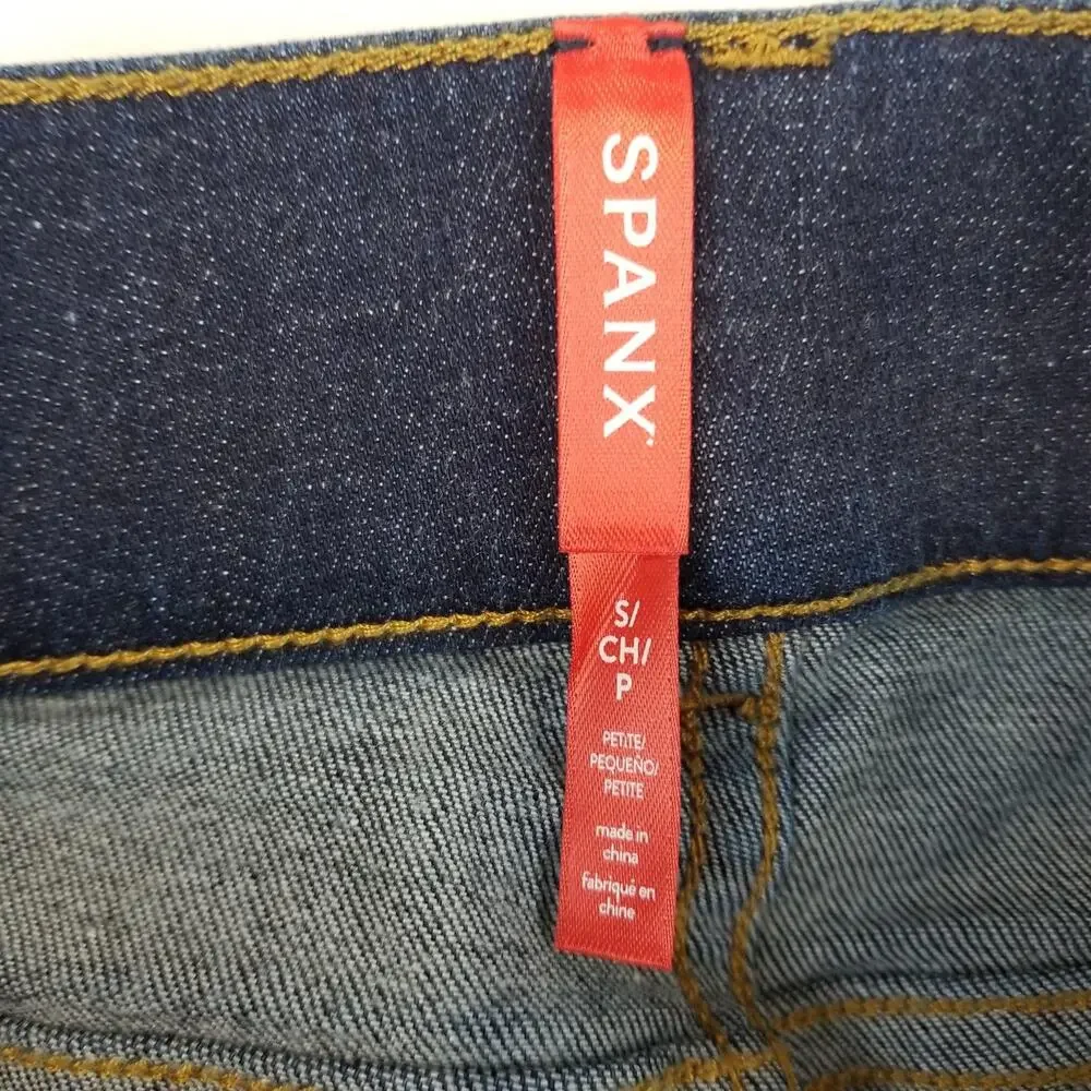 Spanx Jeans Womens Small Petite Midnight Shade Flare Dark Wash Denim 20327Q NWT - Picture 6 of 11